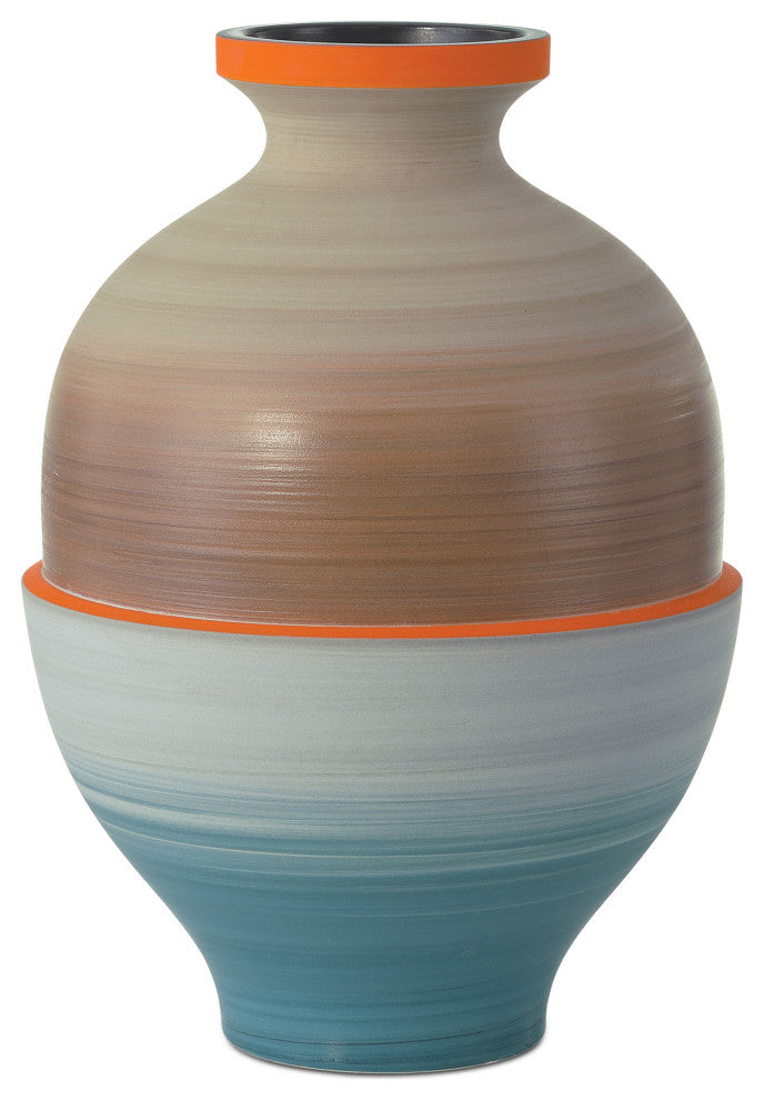 Happy 80's Gray, Beige, Orange & Blue Vase, 3-Piece Set