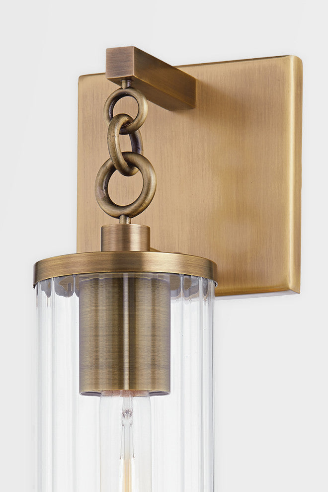 Yucca One Light Exterior Wall Sconce, Patina Brass