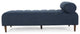 Holmwood Mid Century Modern Fabric Tufted Chaise Lounge With Bolster Pillow, Navy Blue/Natural Walnut
