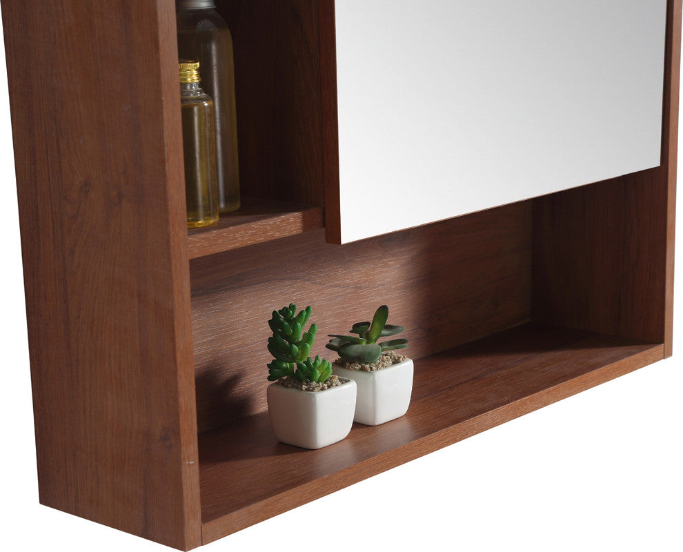 Fine Fixtures, Surface Mount Bathroom Medicine Cabinet, Walnut, 24", Right Door