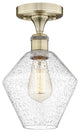 Cindyrella-1 Light 8" Semi-Flush Mount-Antique Brass, Seedy Glass Shade