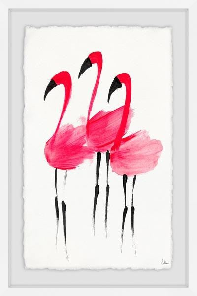 "Flush Flamingoes" Framed Painting Print, 16"x24"