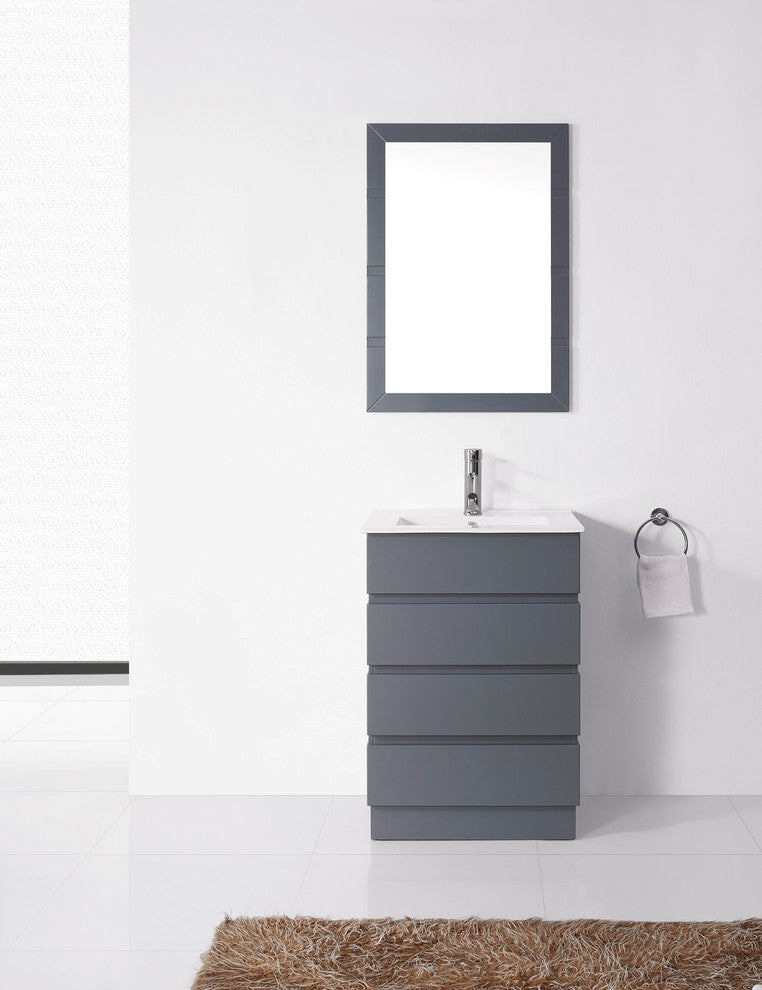 Bruno 24" Single Bathroom Vanity Set, Gray, Brushed Nickel Faucet