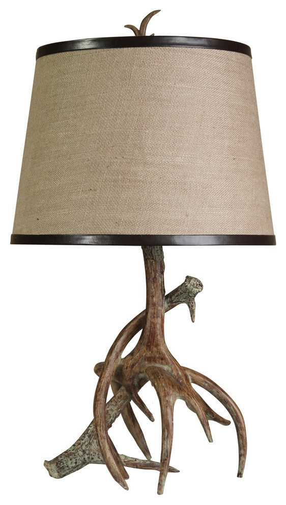 Dalton Table Lamp Dark Brown Finish Beige Hardback Fabric Shade