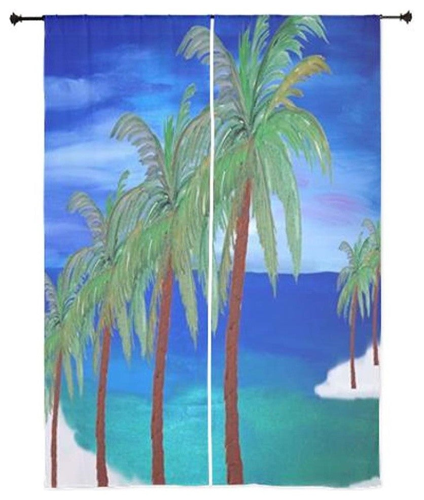 Beach Art Sheer Curtains, Palm Beach