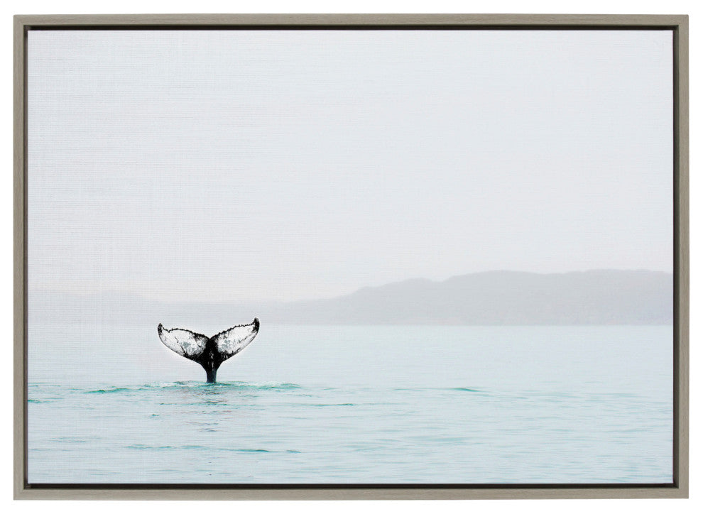 Sylvie Whale Tail In The Mist Framed Canvas By Amy Peterson, Gray 23x33