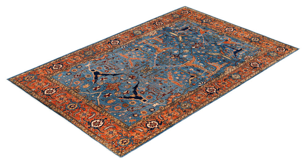 Serapi One-of-a-Kind Hand-Knotted Area Rug Light Blue, 6'0" x 9'3"