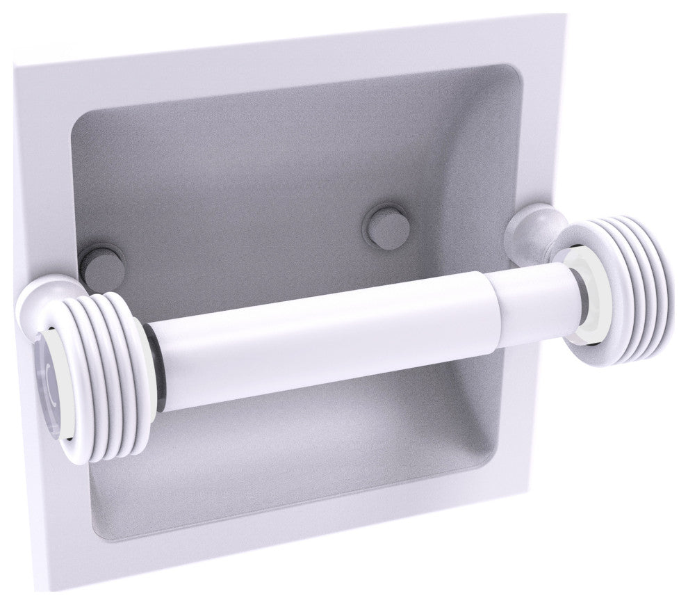 Pacific Grove Recessed Toilet Paper Holder with Groovy Accent, Matte White