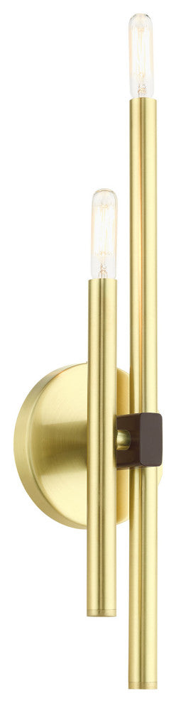 Satin Brass Mid Century Modern, Urban, Scandinavian, Minimal Double Sconce