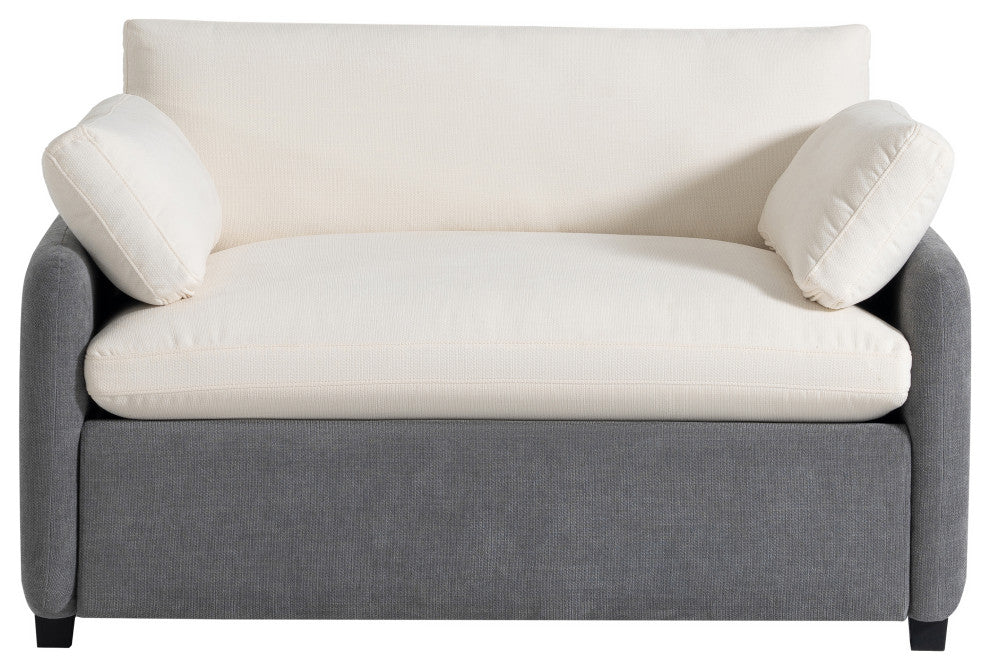 GDF Studio Oversized Chenille Upholstered Accent Armchair With Pillows, Gray