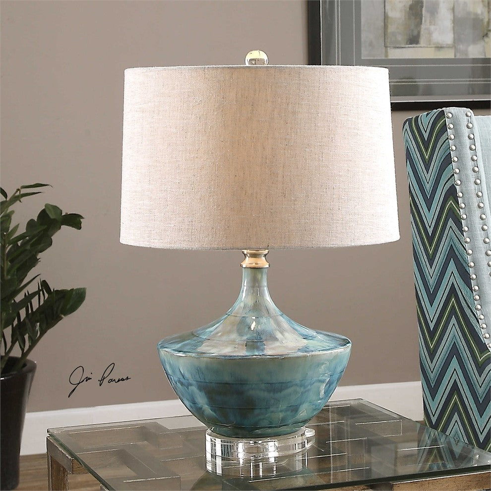 Chasida Blue Ceramic Lamp By Designer Jim Parsons