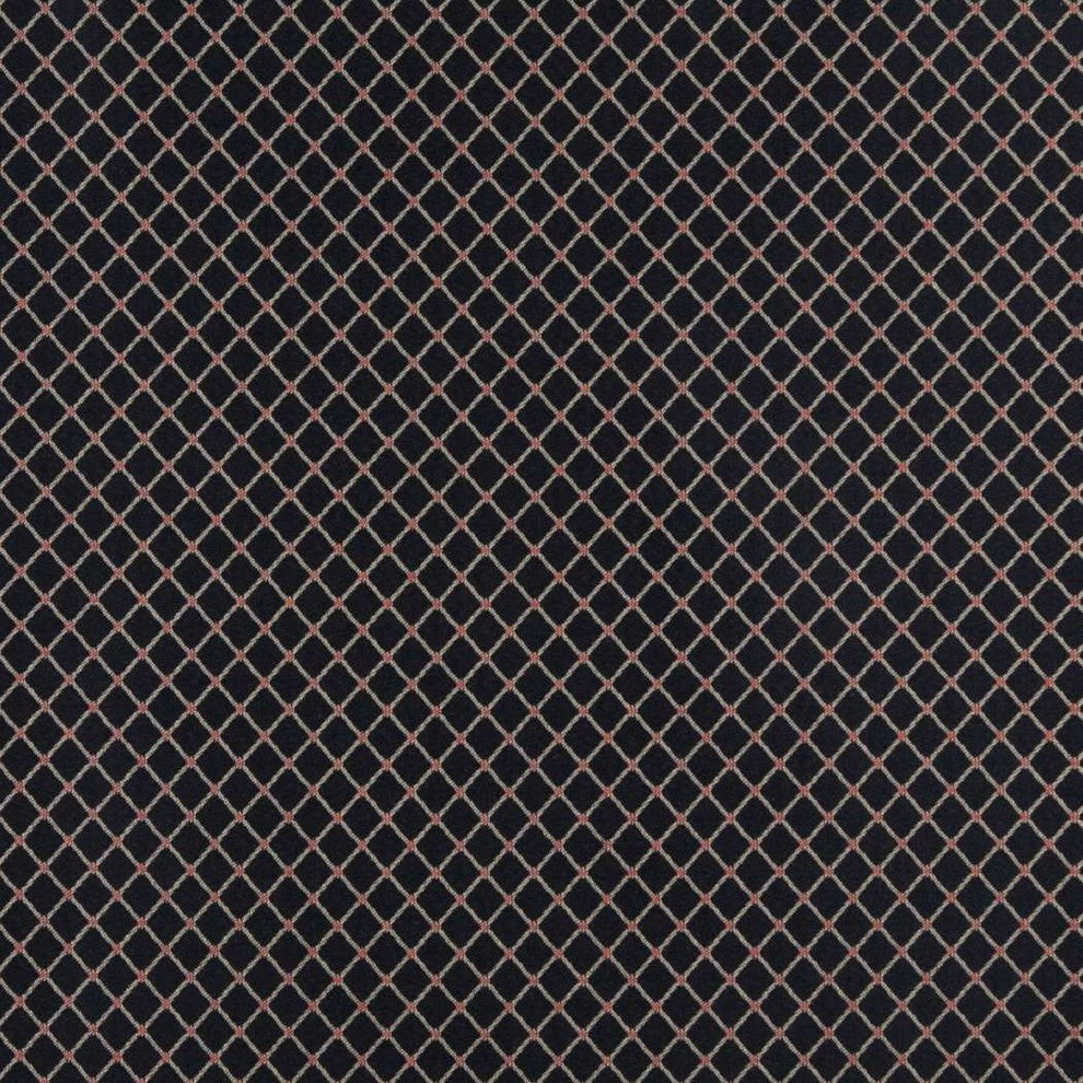 Navy, Beige And Red Diamond Jacquard Woven Upholstery Fabric By The Yard