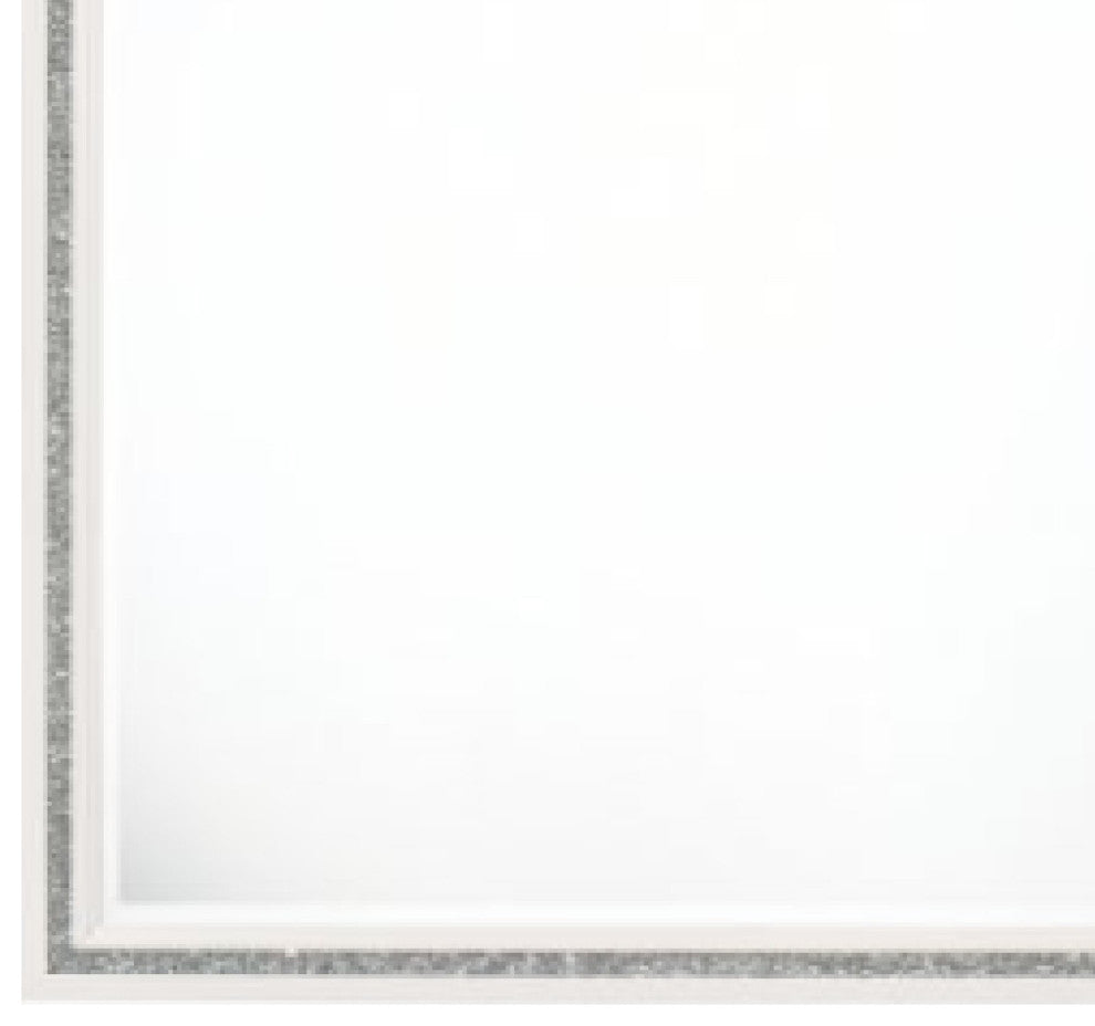 Benzara BM275076 Solid Wood Mirror, Shimmering Silver Accent, Landscape, White