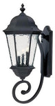 31" Tall Black Outdoor Wall Mount-Light, Clear Hammered Water Glass