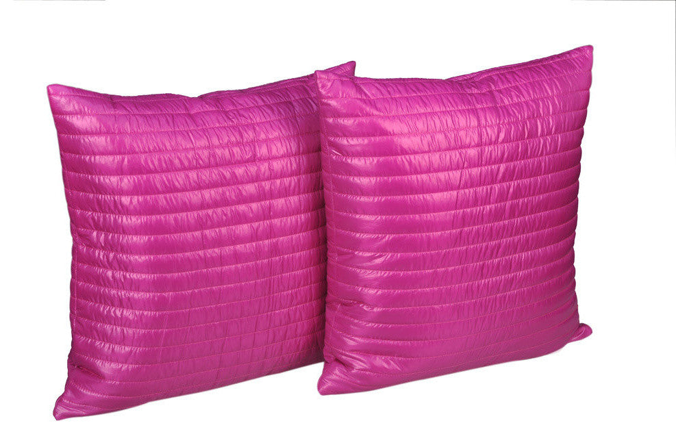 PUFF Quilted Ultra Light Nylon Decorative Pillow, Purple, 18" X 18"