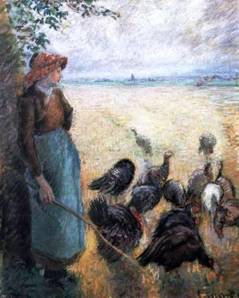Camille Pissarro Turkey Girl, 20"x25" Wall Decal
