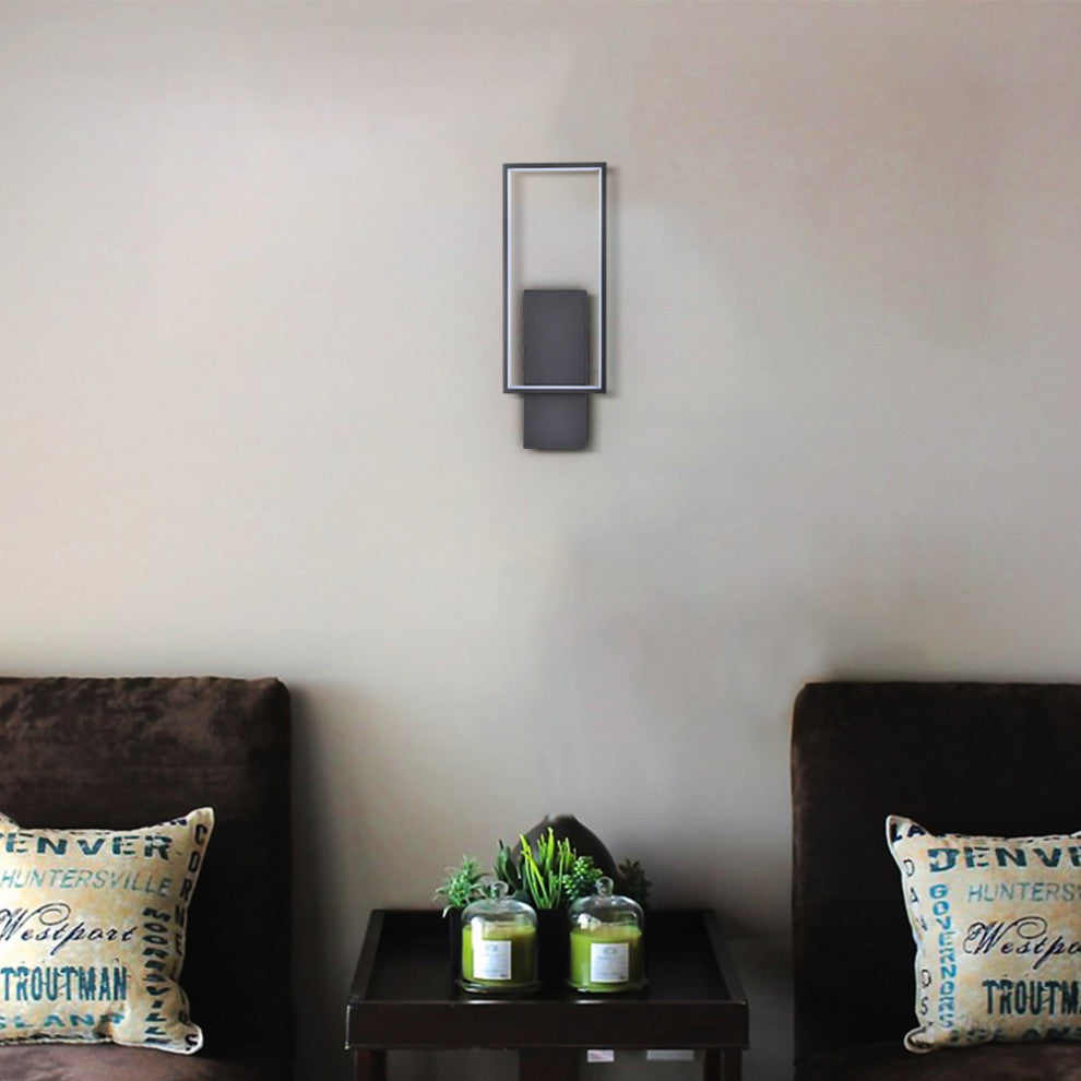 Modern Black LED Wall Sconce With Rectangle Aluminum Shade Neutral Light 4000K