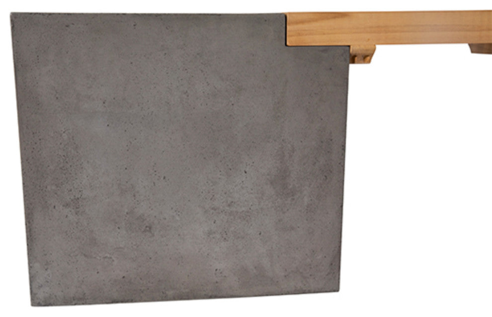 Outdoor Concrete and Teak Planter Bench