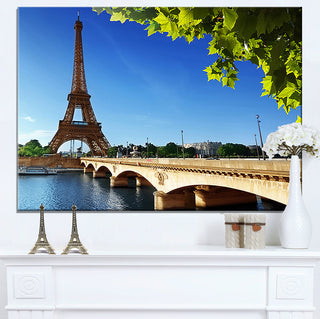 "Bridge to Paris Eiffel Tower Paris" Canvas Print