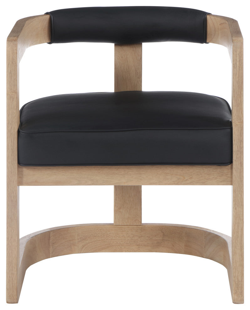 Manchester Faux Leather Upholstered Dining Chair, Black, Natural Finish