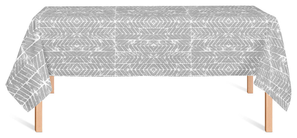 Distressed Chevron Gray 58x102 Tablecloth