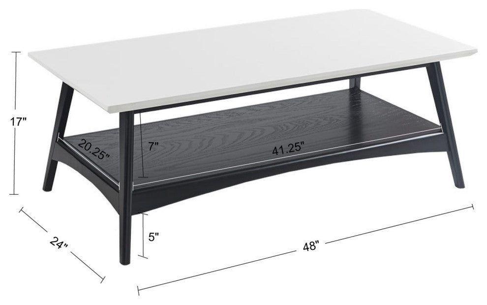 Madison Park Parker Mid-Century Modern Natural Wood Coffee Table, Black