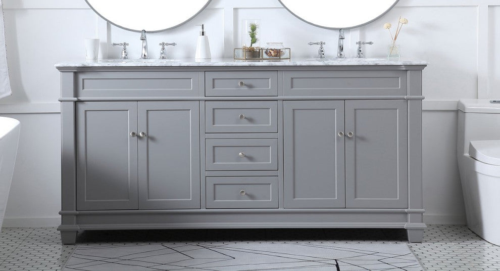Home Living 72" Double Bathroom Vanity Set, Gray