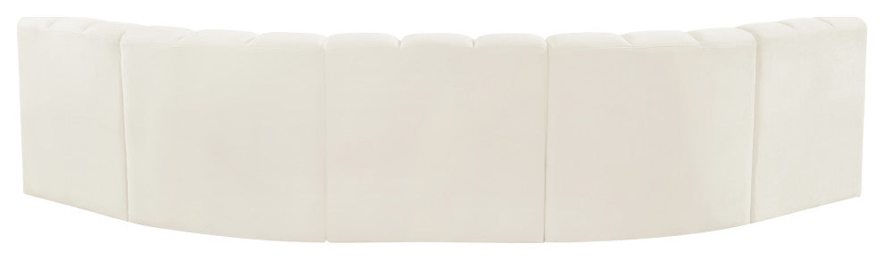 Arc Velvet Upholstered 5-Pc. U-Shaped Modular Sectional, Cream
