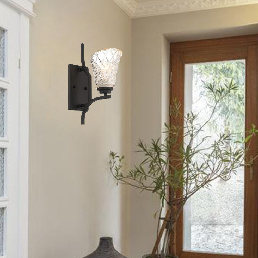 1- Light Dimmable Vintage Black Armed Sconce