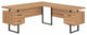 Modern L-Shaped Desk, Large Floating Top With Spacious Drawers, Brown