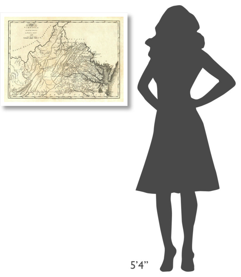 "State of Virginia, 1795" Digital Paper Print by Mathew Carey, 32"x23"