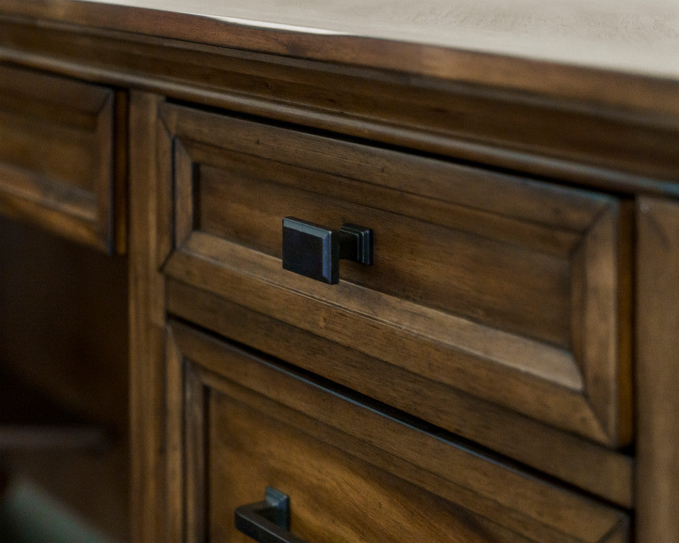 Traditional Wood L-Desk and Return Writing Table and Return Office Brown