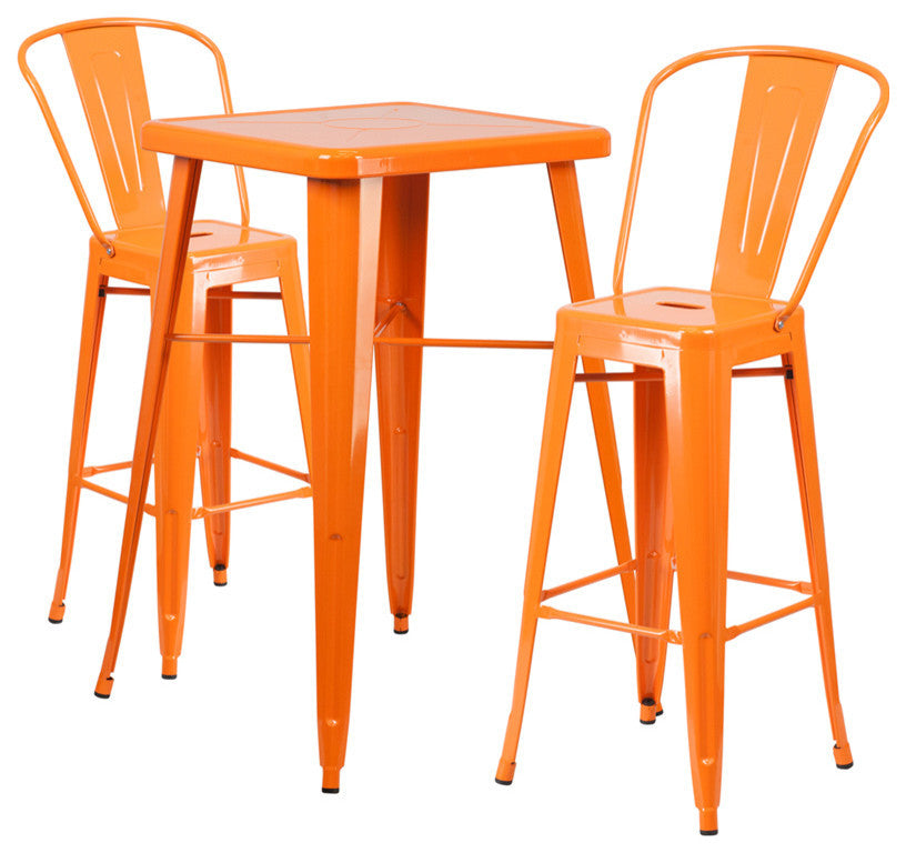 Metal Indoor/Outdoor Bistro Bar Set, Orange