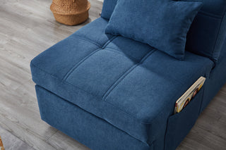 GDF Studio Sofa Bed Convertible Sleeper Chair Bed with Side Pocket, Blue