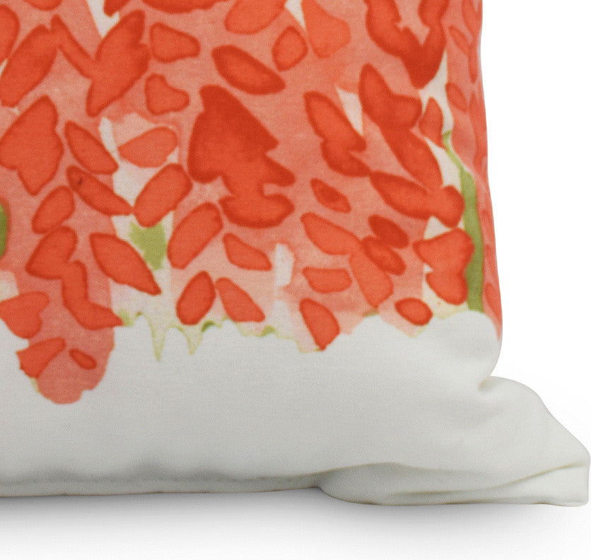 Flower Bell Bunch Decorative Floral Throw Pillow, Orange, 16"