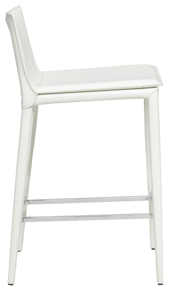 Elite Living Hilton Leather 25.5" Counter Height Bar Stool, White