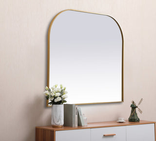 Elegant Decor Metal Frame Arch Mirror 42X38" in Brass