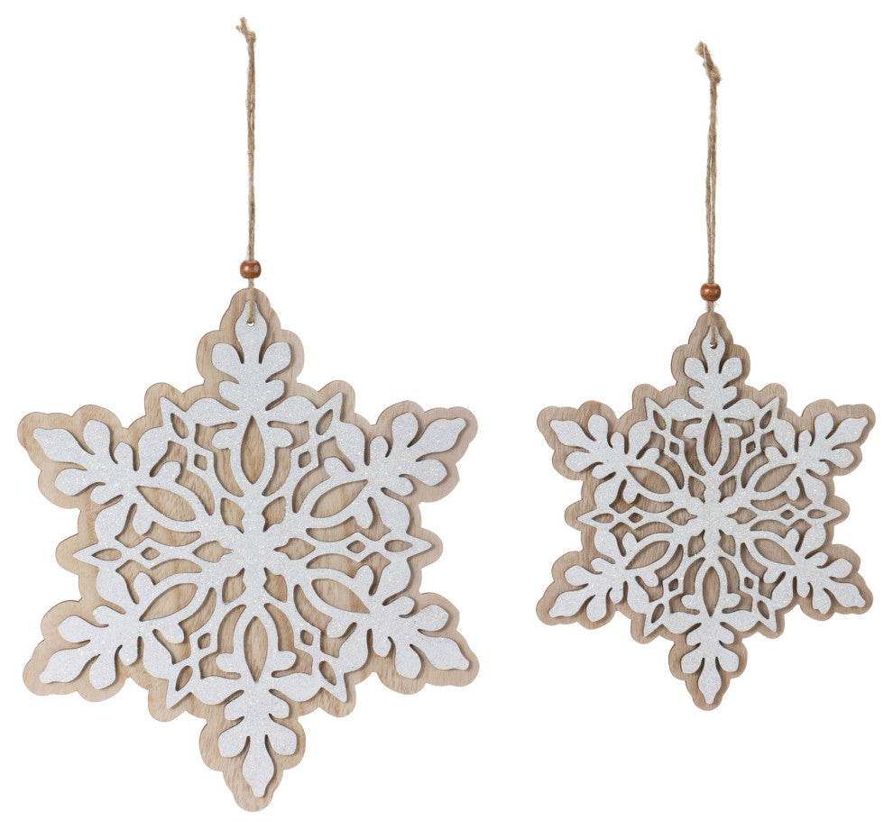 Wood Snowflake Ornaments, 2-Piece Set4