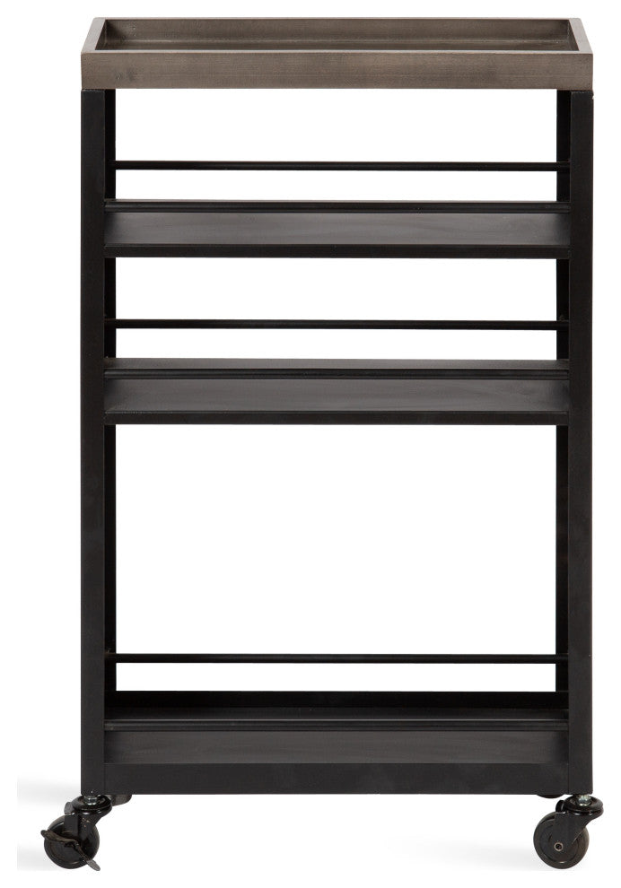 Piazza Storage Cart, Gray/Black 18x7x30