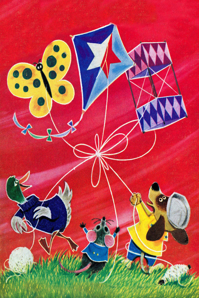 "Flying a Kite" Painting Print on Canvas by Curtis