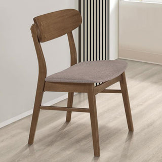 Set of 2 Upholstered Dining Side Chair With Tapered Legs, Brown