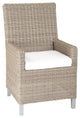 Palisades Armed Dining With Sunbrella Cushions, Gray, Canvas Jockey Red