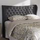 Cadence Modern Dark Gray Fabric Button-Tufted King Size Winged Headboard