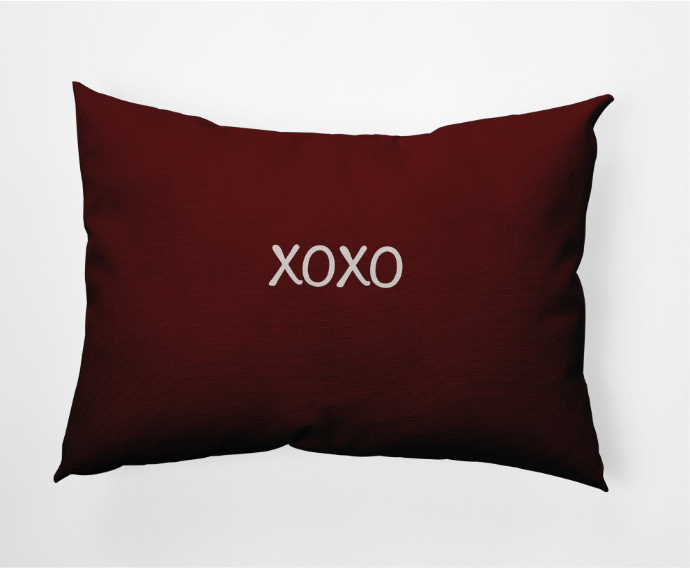 XOXO Valentines Decorative Lumbar Pillow, Maroon, 14x20"