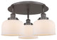 Bell-3 Light 20" Flush Mount-Oil Rubbed Bronze, Matte White Glass Shade