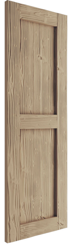 Rustic Two Equal Panel Flat Panel Sandblasted Faux Wood Shutters (Per Pair)