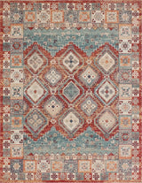 Noori Rug Low-Pile Guy Red/Green Rug