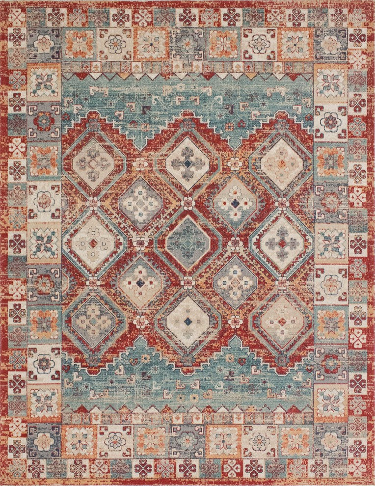Noori Rug Low-Pile Guy Red/Green Rug