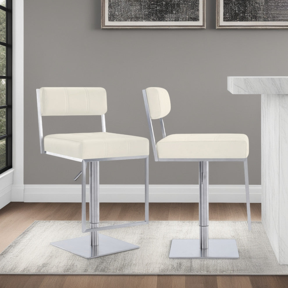 Michele Contemporary Swivel Barstool in Brushed Stainless Steel
