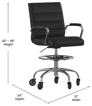 Lexi Mid-Back Drafting Chair with Adjustable Foot Ring, Black